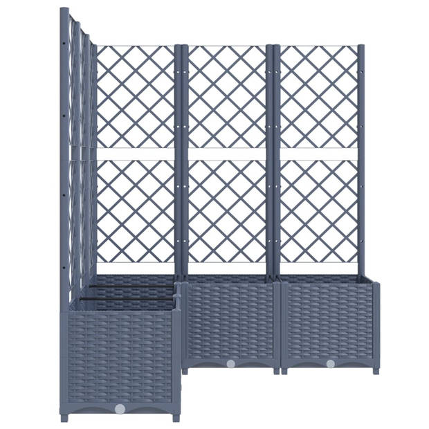 vidaXL Plantenbak met latwerk 120x120x136 cm polypropeen donkergrijs