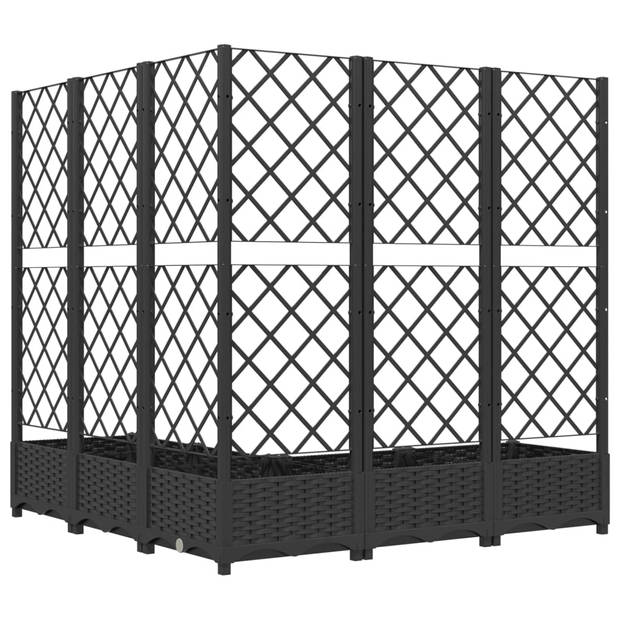 vidaXL Plantenbak met latwerk 120x120x121,5 cm polypropeen zwart