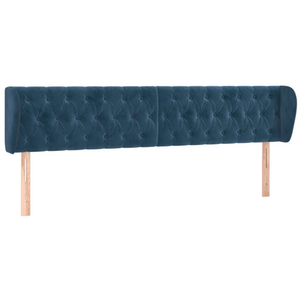 vidaXL Hoofdbord met randen 183x23x78/88 cm fluweel donkerblauw