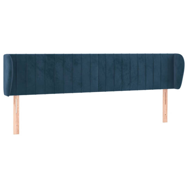 vidaXL Hoofdbord met randen 183x23x78/88 cm fluweel donkerblauw