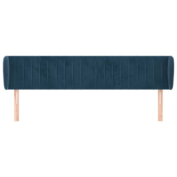 vidaXL Hoofdbord met randen 183x23x78/88 cm fluweel donkerblauw