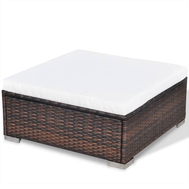 vidaXL 5-delige Loungeset met kussens poly rattan bruin