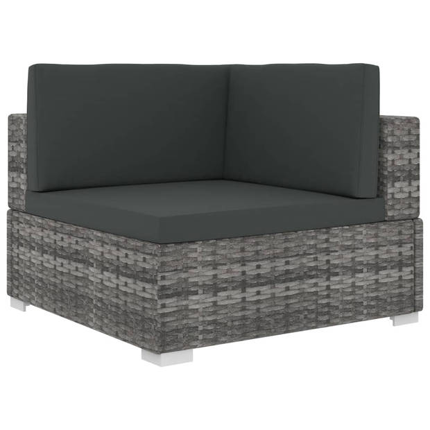 vidaXL 6-delige Loungeset met kussens poly rattan grijs