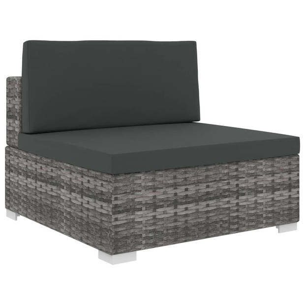 vidaXL 6-delige Loungeset met kussens poly rattan grijs