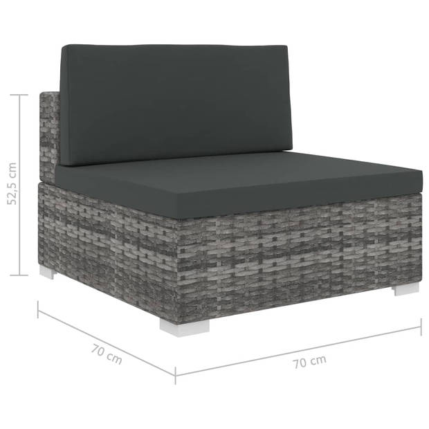 vidaXL 6-delige Loungeset met kussens poly rattan grijs