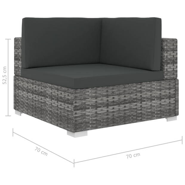 vidaXL 6-delige Loungeset met kussens poly rattan grijs