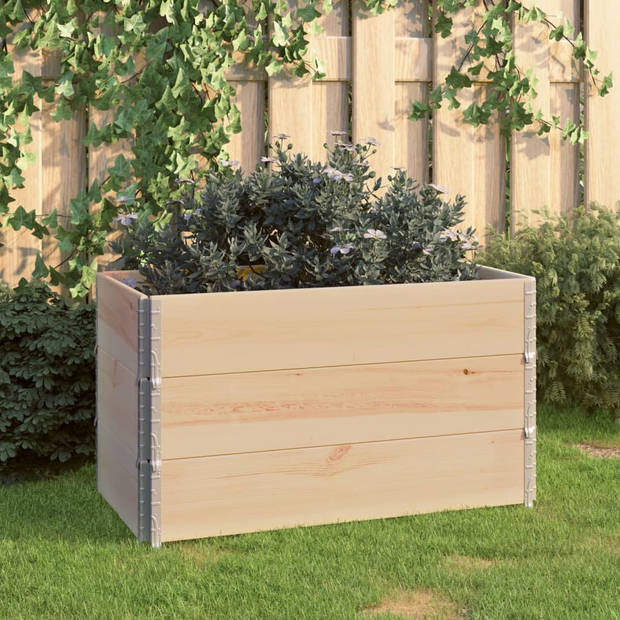 The Living Store Stapelbare tuinbak - massief grenenhout - 50 x 100 x 19 cm - scharnierende metalen hoeken - 3 stuks