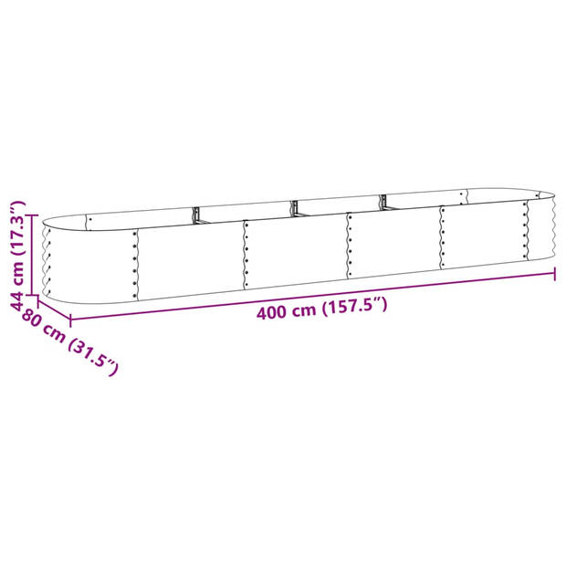 vidaXL Plantenbak verhoogd 400x80x44 cm gegalvaniseerd staal zilver