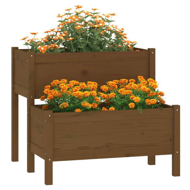 vidaXL Plantenbak 84,5x84x75 cm massief grenenhout honingbruin