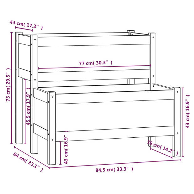 vidaXL Plantenbak 84,5x84x75 cm massief grenenhout honingbruin