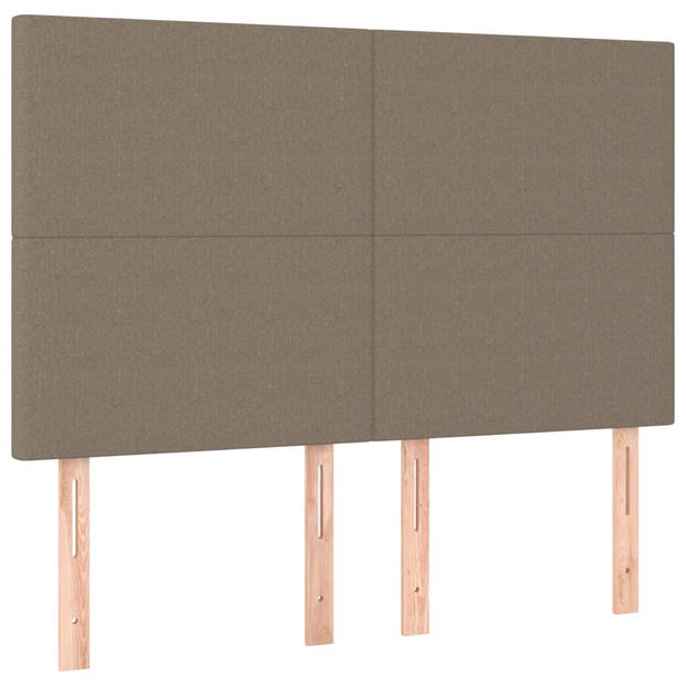 vidaXL Hoofdbord LED 144x5x118/128 cm stof taupe