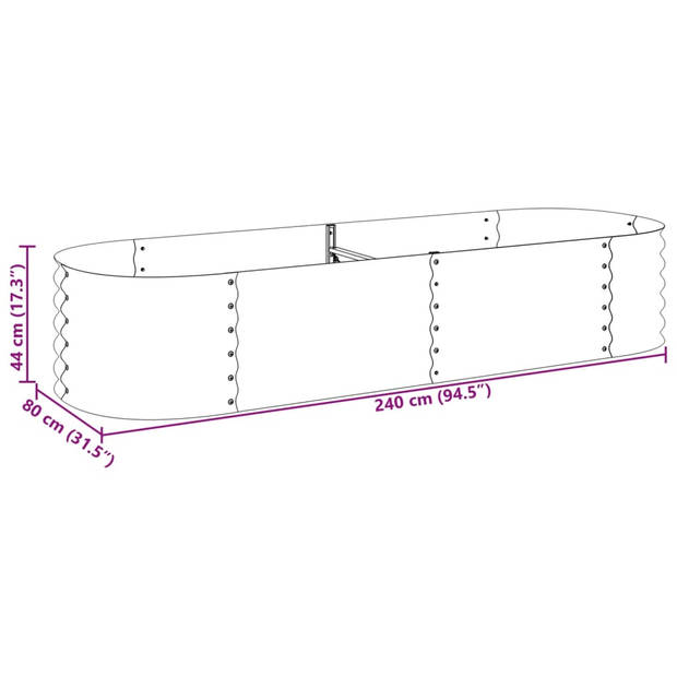 vidaXL Plantenbak verhoogd 240x80x44 cm gegalvaniseerd staal zilver