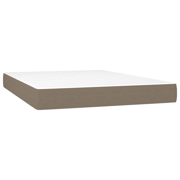 vidaXL Boxspring met matras en LED stof taupe 140x200 cm