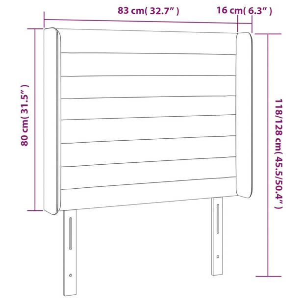 vidaXL Hoofdbord LED 83x16x118/128 cm fluweel donkerblauw