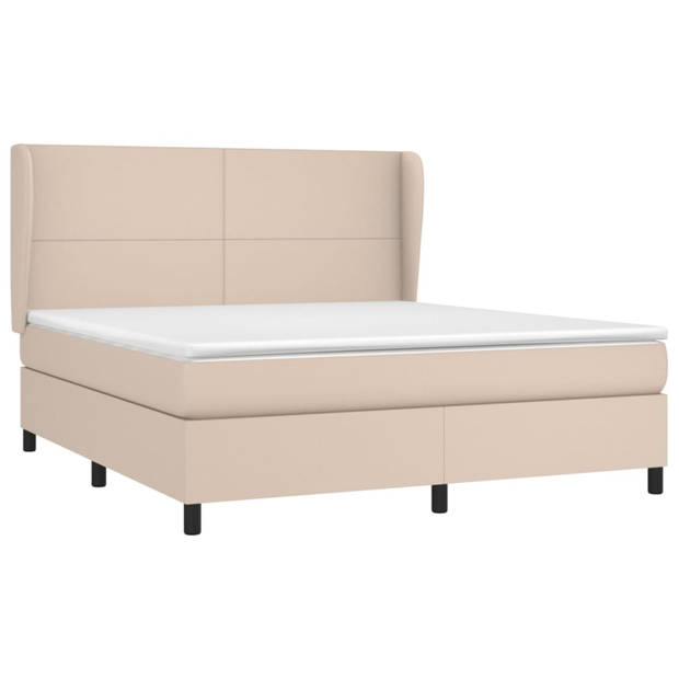 vidaXL Boxspring met matras kunstleer cappuccinokleurig 160x200 cm