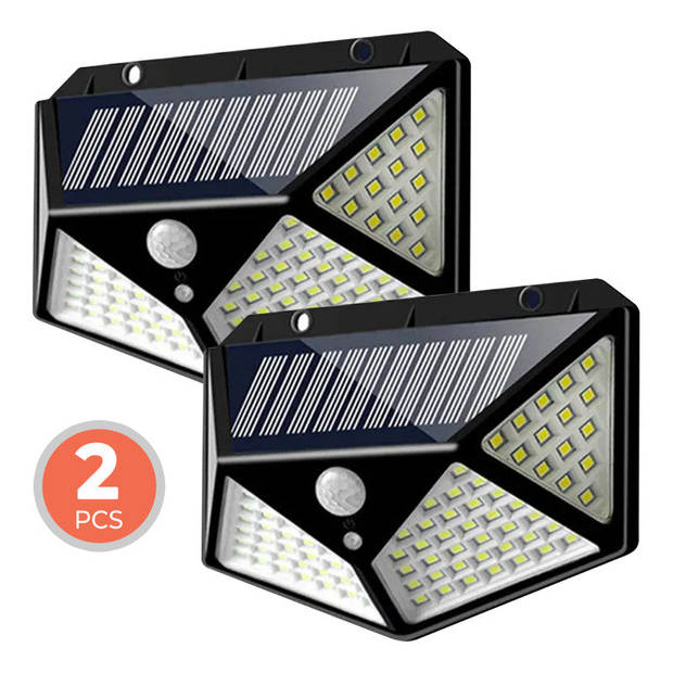 Niceey Solar Buitenlamp - Set van 2 - 100 LED's - Zwart