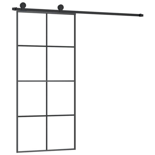 vidaXL Schuifdeur met beslag 90x205 cm ESG-glas en aluminium