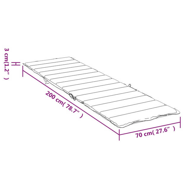 The Living Store Ligbedkussen - 200 x 70 x 3 cm - Oxford stof - Waterafstotend - Blauw