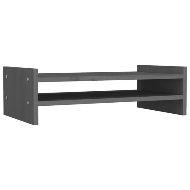 vidaXL Monitorstandaard 50x27x15 cm massief grenenhout grijs