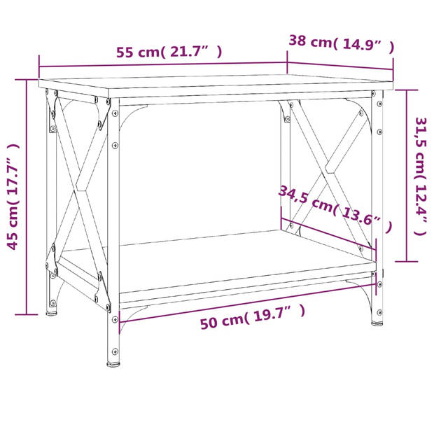 vidaXL Bijzettafel 55x38x45 cm bewerkt hout sonoma eikenkleurig