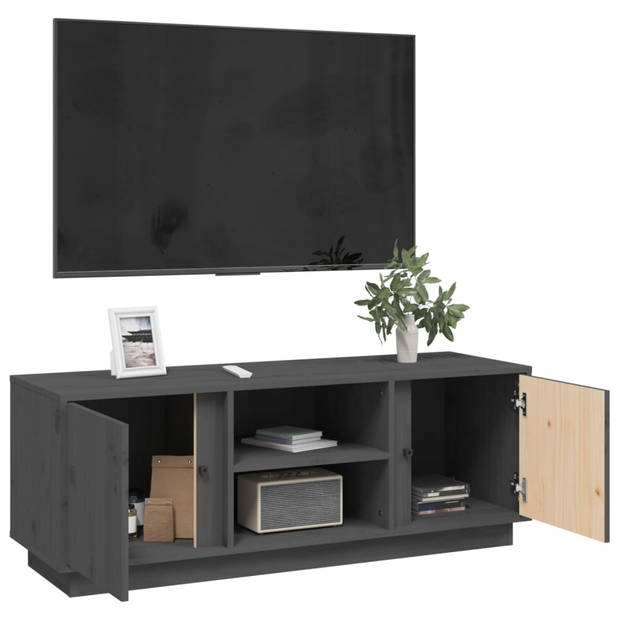 vidaXL Tv-meubel 110x35x40,5 cm massief grenenhout grijs