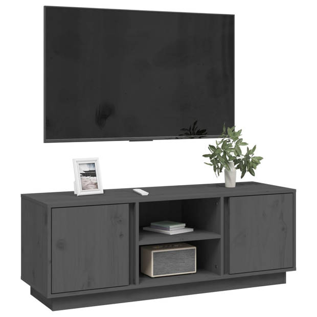 vidaXL Tv-meubel 110x35x40,5 cm massief grenenhout grijs