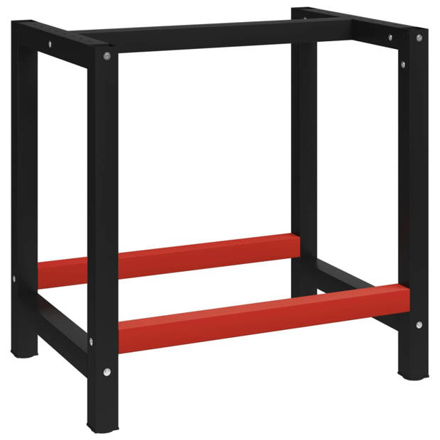 vidaXL Werkbankframe 80x57x79 cm metaal zwart en rood