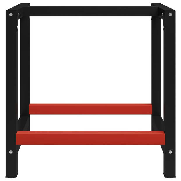 vidaXL Werkbankframe 80x57x79 cm metaal zwart en rood