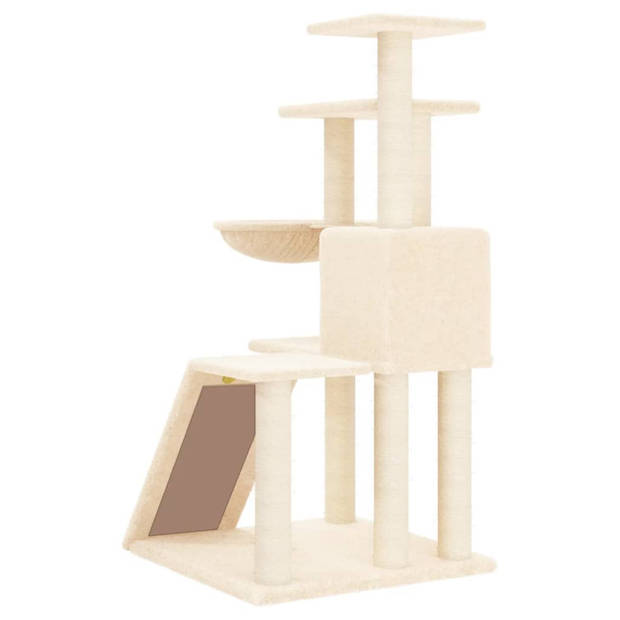 The Living Store Kattenmeubel - Alles-in-één - 60x72x94 cm - Pluche - Sisal - Crème