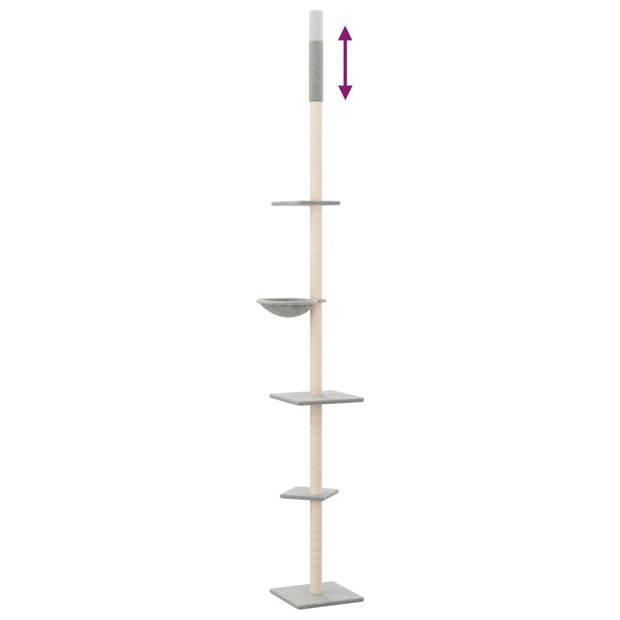 vidaXL Kattenmeubel vloer tot plafond 263,5-289,5 cm lichtgrijs