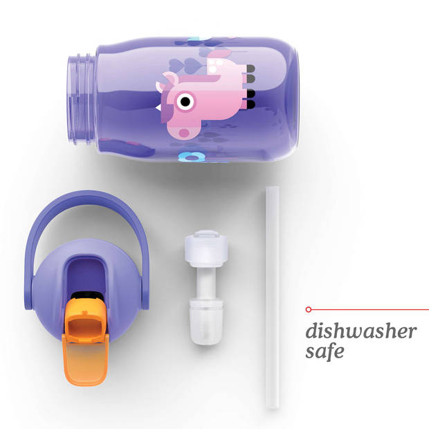 Zoku - Drinkbeker Kids Flip met Rietje 415 ml Unicorn - Kunststof - Paars