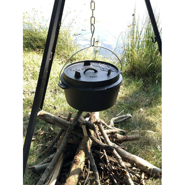 Valhal - Dutch Oven Braadpan Gietijzer Zonder Pootjes 8 Liter - Gietijzer - Zwart