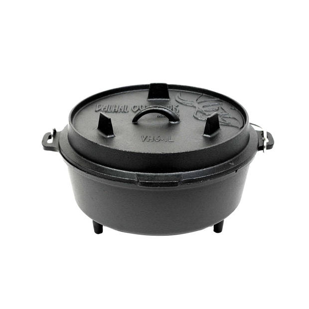 Valhal - Dutch Oven Gietijzer met Pootjes 6,1 Liter - Gietijzer - Zwart