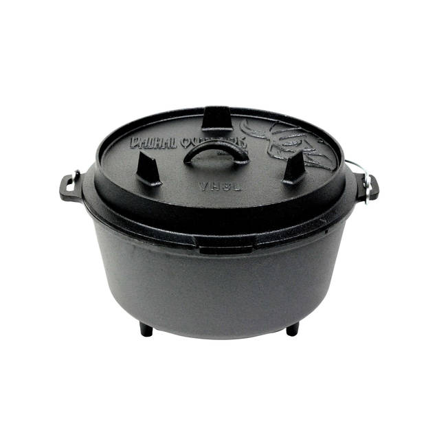 Valhal - Dutch Oven Gietijzer met Pootjes 8 Liter - Gietijzer - Zwart