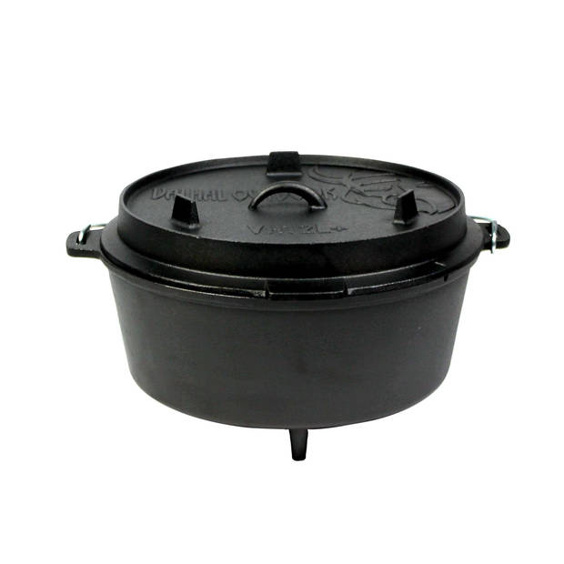 Valhal - Dutch Oven Gietijzer met Pootjes 12 Liter - Gietijzer - Zwart