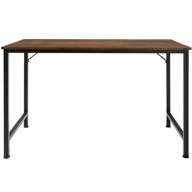 tectake® Slank Computerbureau 120 cm - Kleine Kantoortafel in Industrieel Ontwerp - Hout met Metalen Frame - Bruin