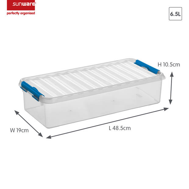 Sunware - Q-line opbergbox 6,5L transparant blauw - 48,5 x 19 x 10,5 cm