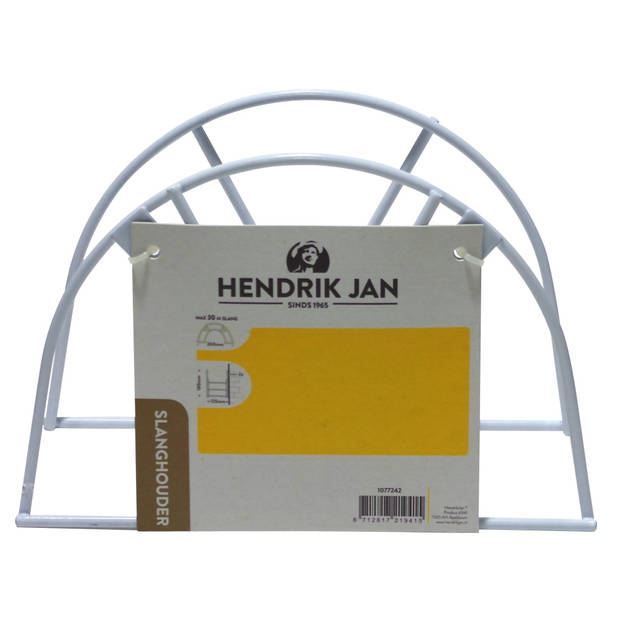 Hendrik Jan - Wandslanghouder - Metaal - Wit - 30 meter slang (13 mm)