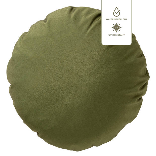 Dutch Decor - SOL - Buitenkussen rond Ø40 cm - waterafstotend en uv-bestendig - Olive Branch - groen