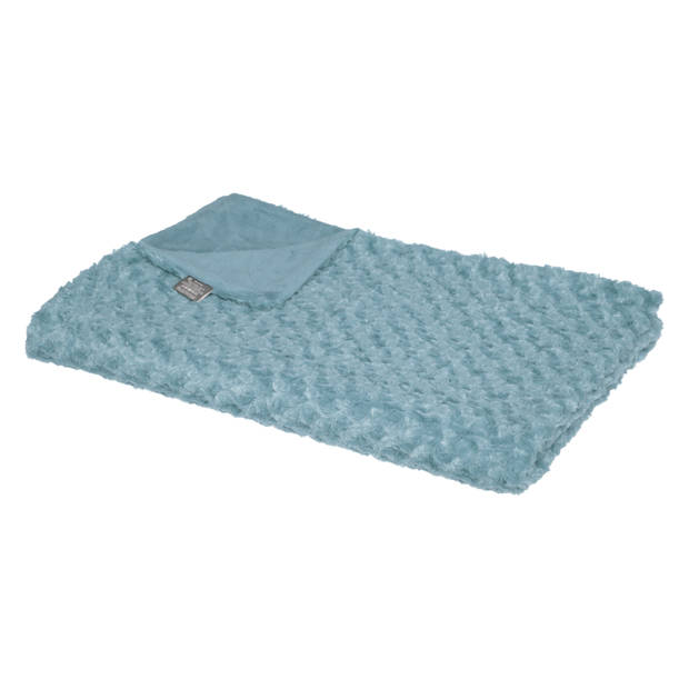 Atmosphera Sprei/deken/plaid - aqua blauw - polyester - 120 x 160 cm - geknoopt motief - Plaids