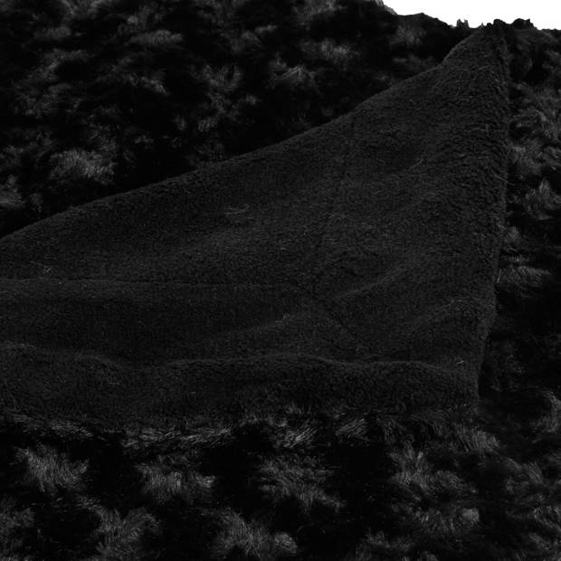 Atmosphera Sprei/deken/plaid - zwart - polyester - 120 x 160 cm - geknoopt motief - Plaids