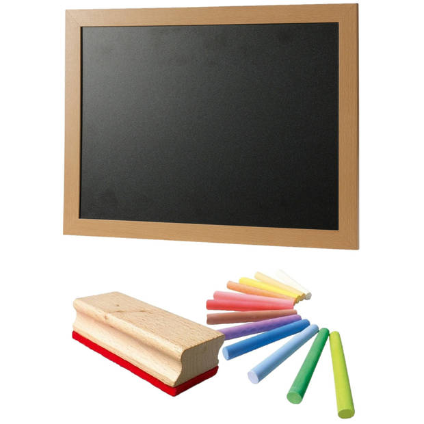 Schoolbord/krijtbord incl. 13 kleuren krijtjes met wisser 30 x 40 cm - Krijtborden