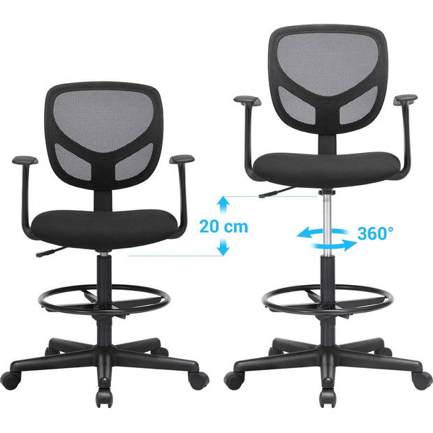SONGMICS ergonomische bureaustoel - zwart - Zithoogte 51,5-71,5 cm