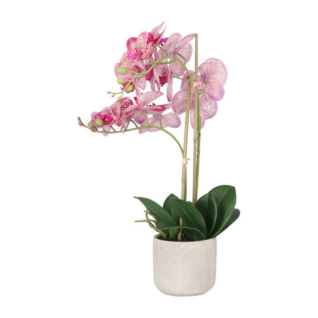 Kopu® Kunstbloem Orchidee 60 cm Roze - cement Sierpot - Phalenopsis