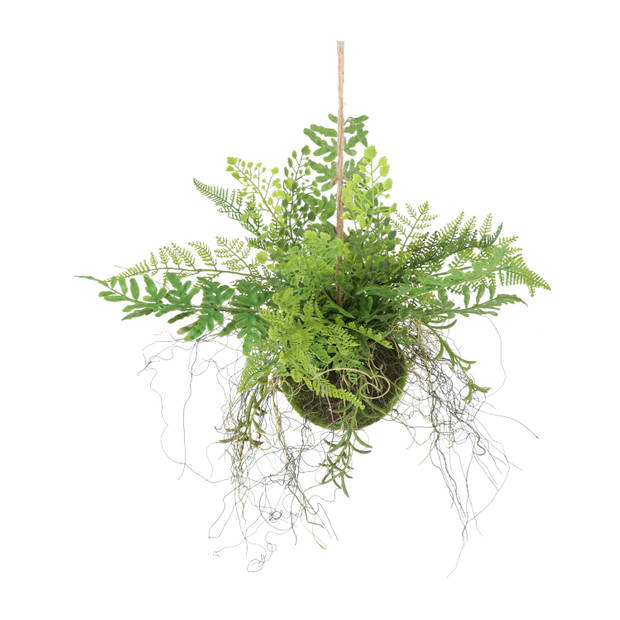 Kopu® Kunstplant BOL met diverse Varen Hangplanten 25 cm - Groen