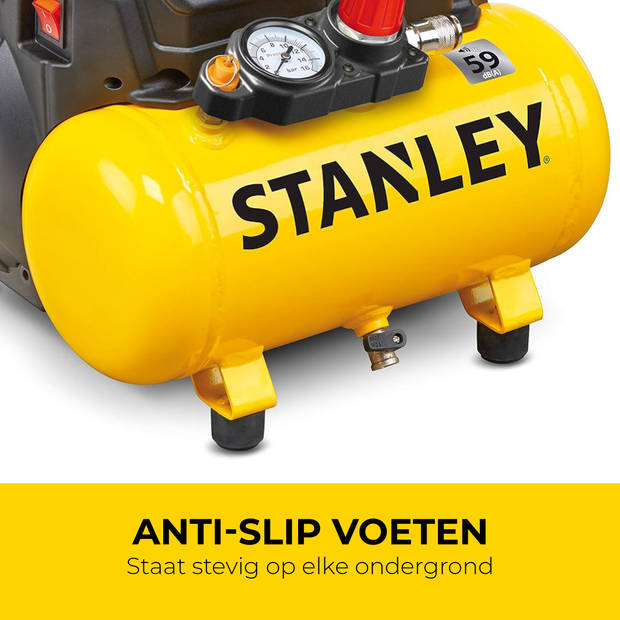 Stanley Compressor DN200/8/6 - Luchtcompressor 8Bar - Luchtpomp met Tankcapaciteit 6L - Zuigcompressor Olievrij