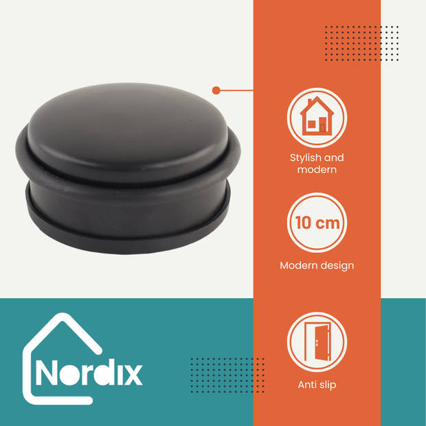 Nordix Deurstop - Deurstopper - Deurbuffer - Mat Zwart - 11x5.3cm - Binnen