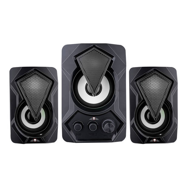 No Fear Speakerset - 3 Stuks - Lichtgevend - USB-aanlsuiting - Bluetooth/ Aux - Zwart