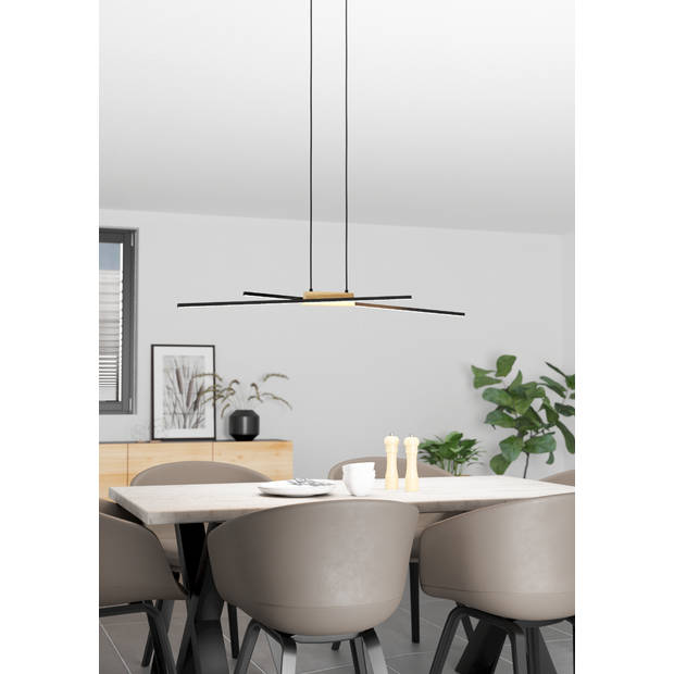 EGLO Panagria Hanglamp - LED - 93,5 cm - Zwart/Bruin/Wit - Dimbaar