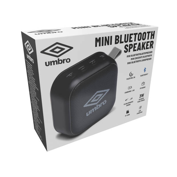 Umbro Mini Speaker - Draadloos - Met Lus - 400mAh - Zwart/ Rood